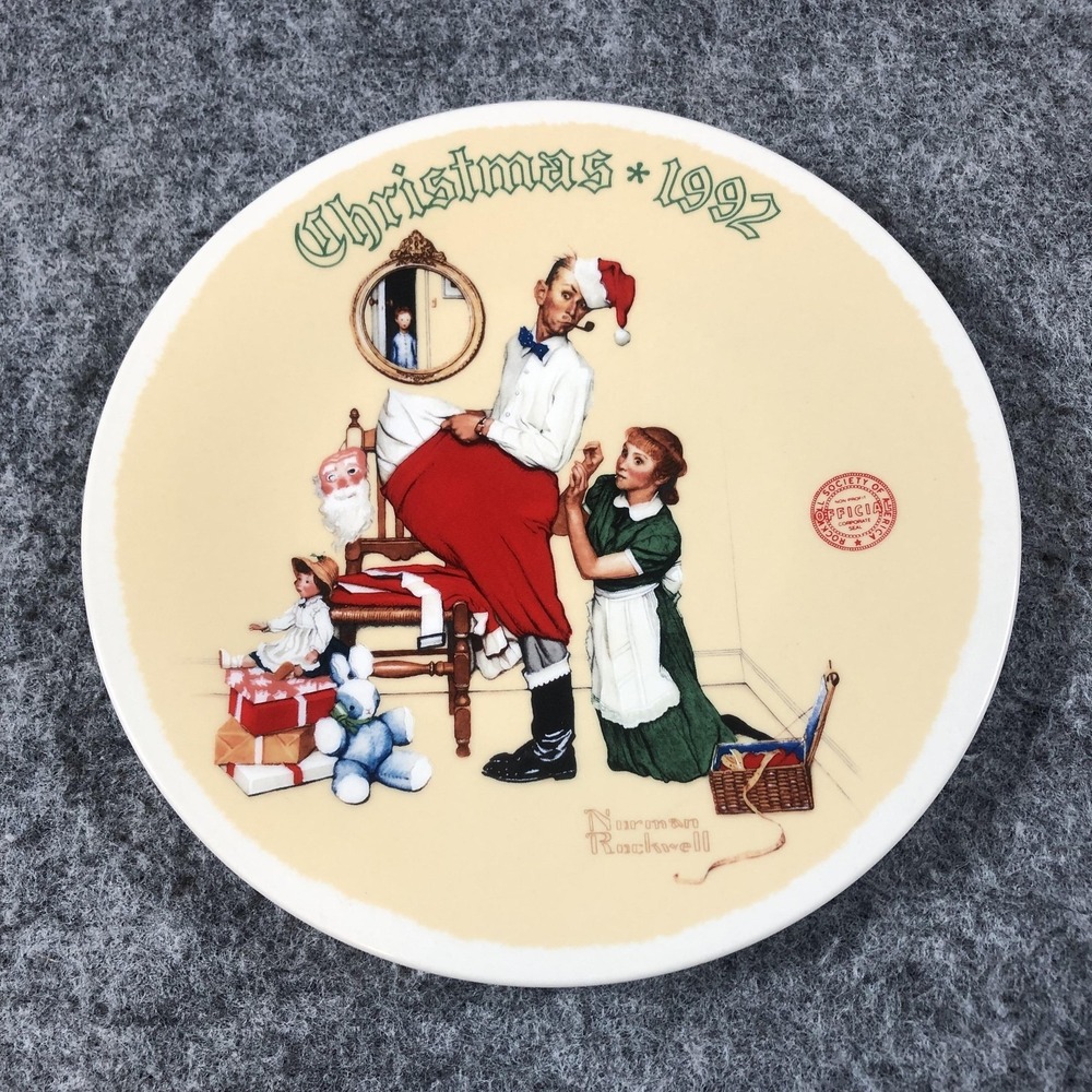 Vintage Knowles‎ Norman Rockwell 1992 Multicolor Plate Christmas Surprise